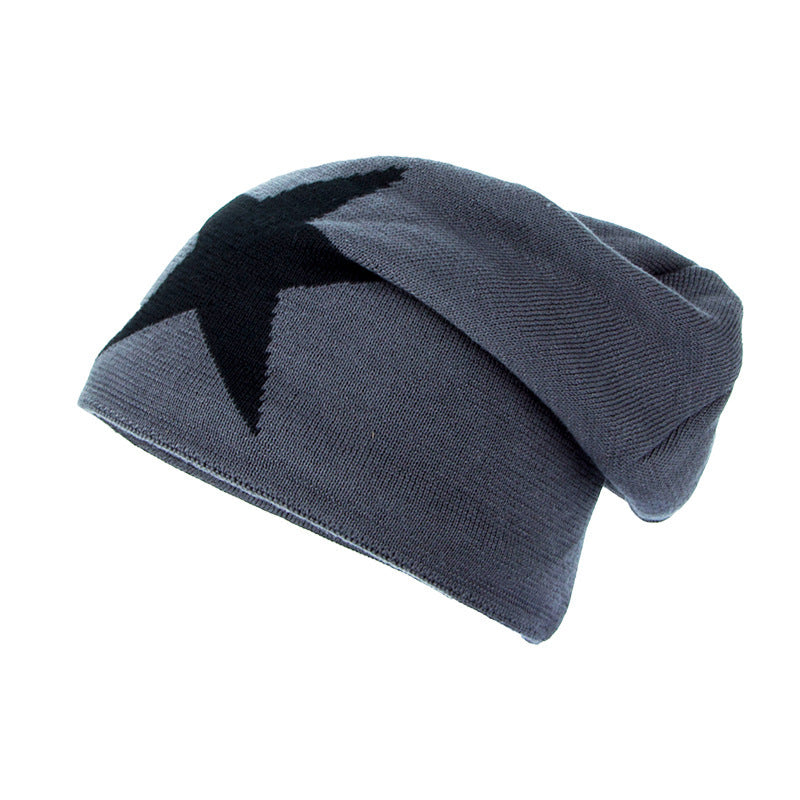 Fleece-lined Warm Big Five-pointed Star Knitted Woolen Hat - Urban Caps