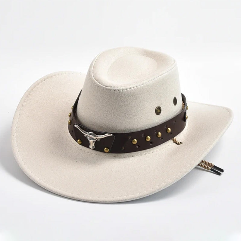 Artificial Suede Western Cowboy Hat Retro Large Edge Gentleman Jazz Outdoor Sunshade - Urban Caps
