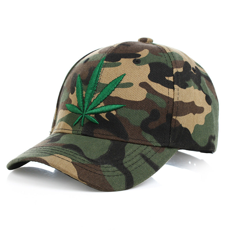 Simple Green Maple Leaf Hemp Leaf Caps Men and Women Baseball Caps Shopping