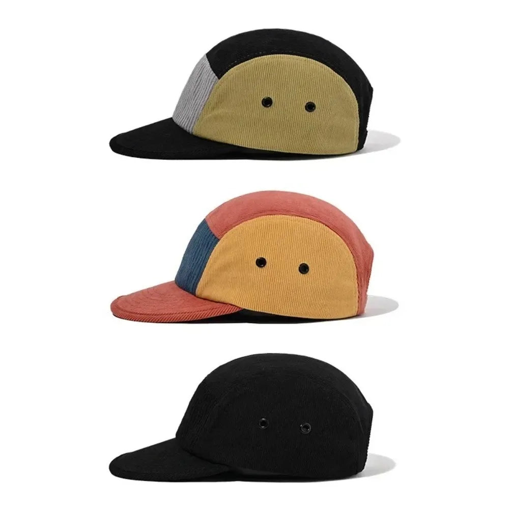Aberdeen Patchwork Corduroy 5-Panels Baseball Cap - Urban Caps