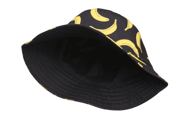 Banana Print Bucket Hat - Reversible Cotton Sun Hat With Banana Print For Casual Days