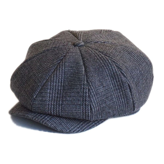 Baslow Wool Newsboy Cap - Classic Wool Blend Style With Plaid And Herringbone Textures