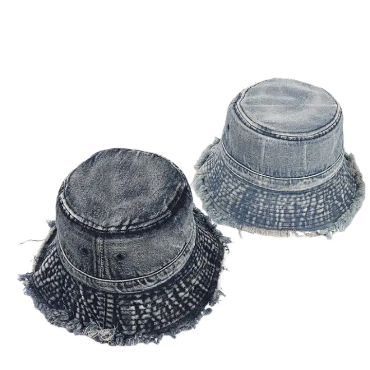 Basquiat Denim Bucket Hat - Casual Street Style Hat