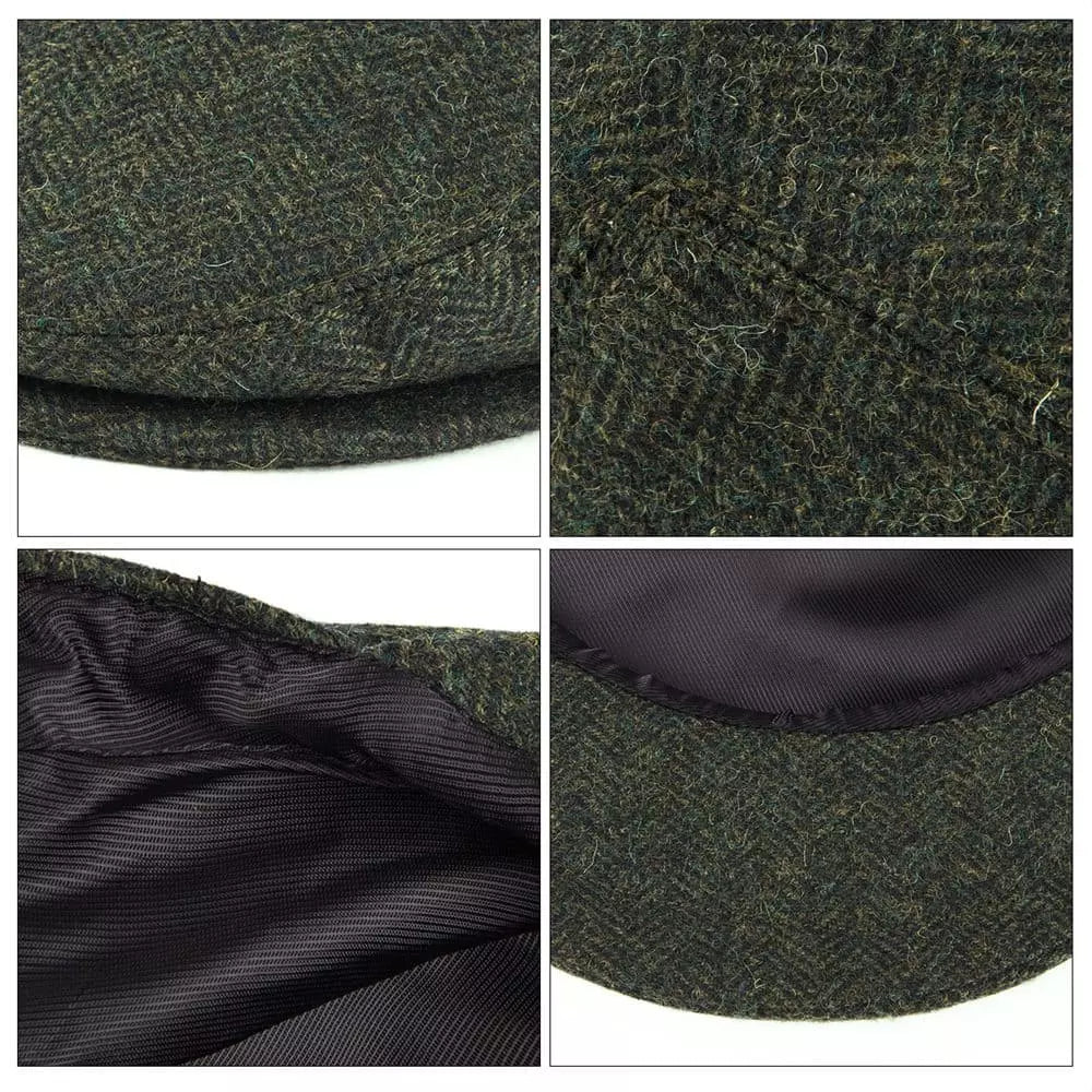 Birmingham Wool Herringbone Flat Cap – Warm Classic Ivy Cap