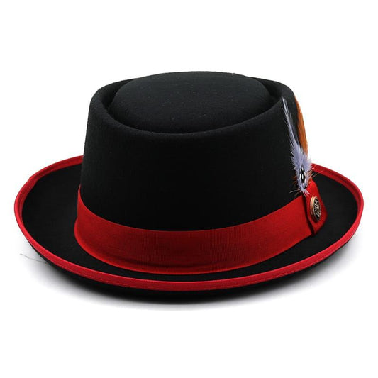Charleroy Porkpie Hat – Feather Trim Wool Blend Hat