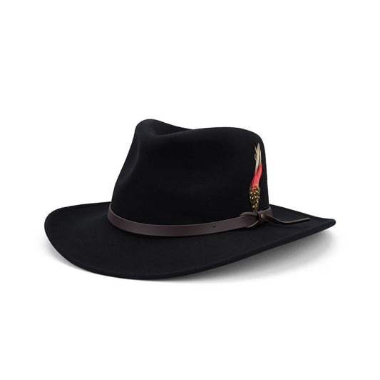 Crushable Water Repellent Australian Wool Felt Outback Hat with Faux Leather Band