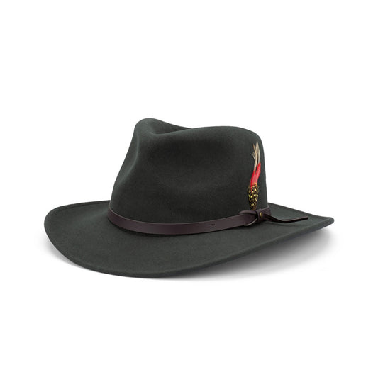 Crushable Water Repellent Australian Wool Felt Outback Hat with Faux Leather Band
