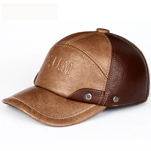 FUM Genuine Leather Baseball Cap - Refined Sheepskin Leather Cap For Versatile Style