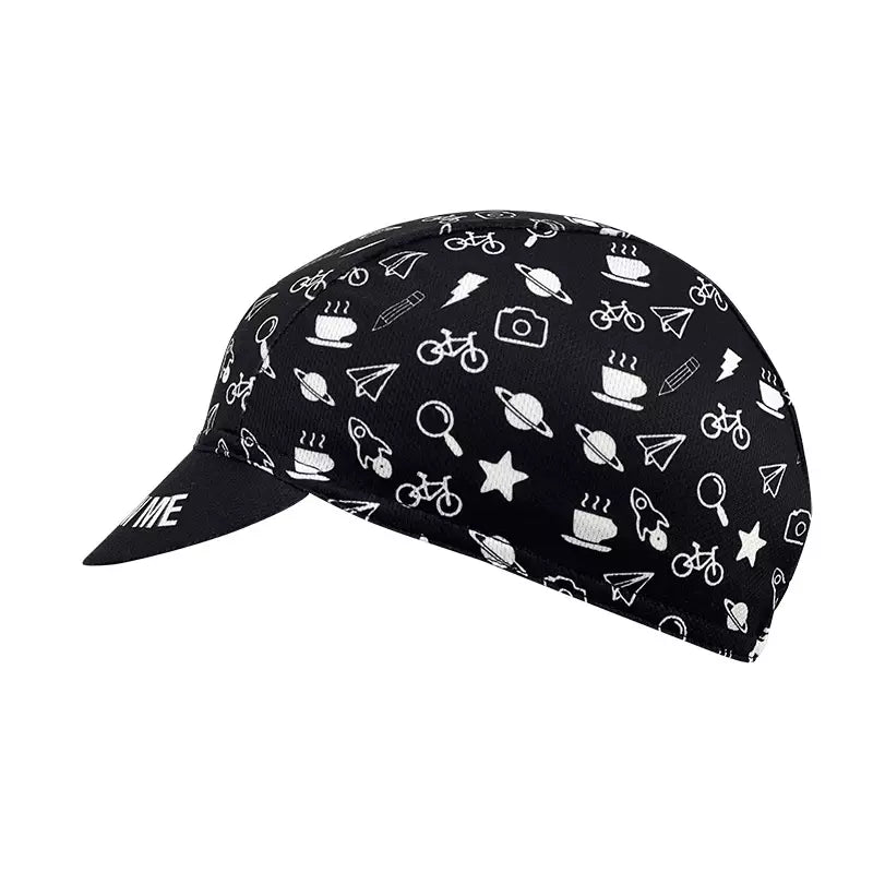 Follow Me Black Cycling Cap Lightweight Breathable Performance Headwear