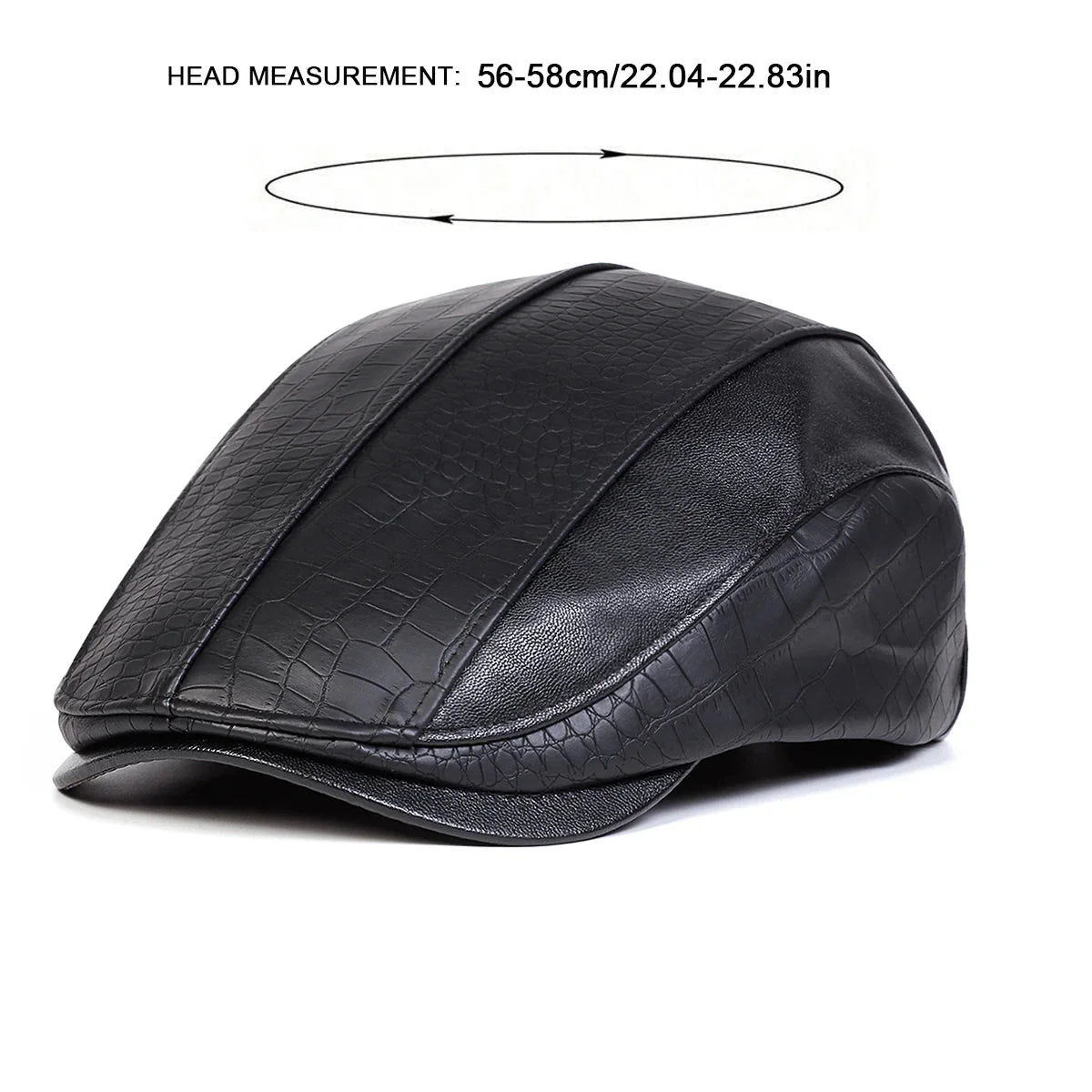 Georgetown Leather Scales Flat Cap - Vegan Leather Flat Cap With Scales Pattern Detail