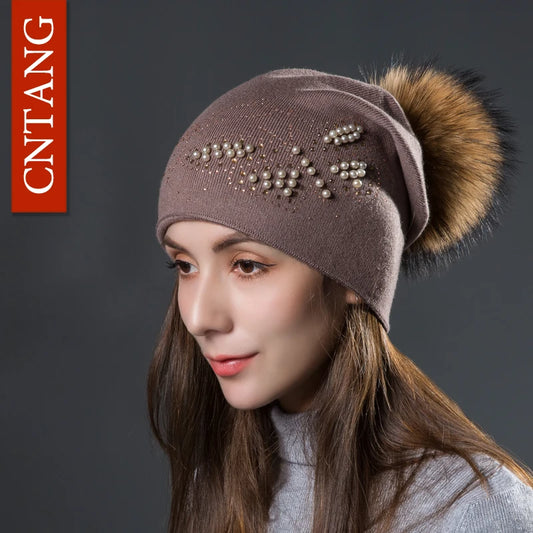 The Fiorenza | Pearl Butterfly Knitted Wool Beanie | Urban Caps NZ