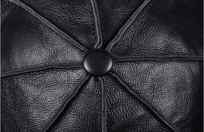 Hampton Genuine Leather Newsboy Cap - Timeless Leather Cap With Classic Newsboy Silhouette