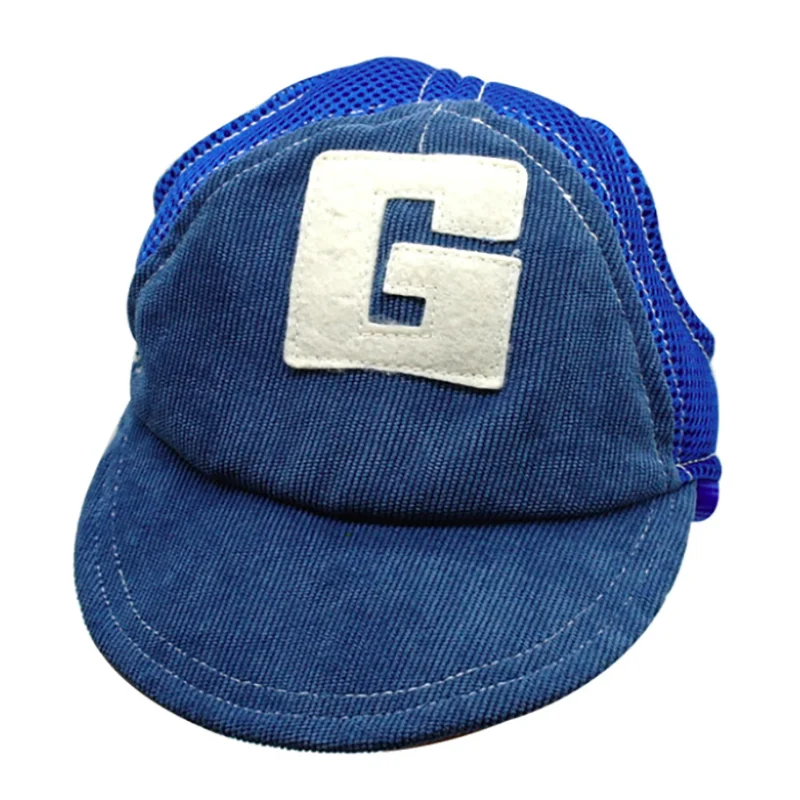 Coffee denim dog cap with lettering design