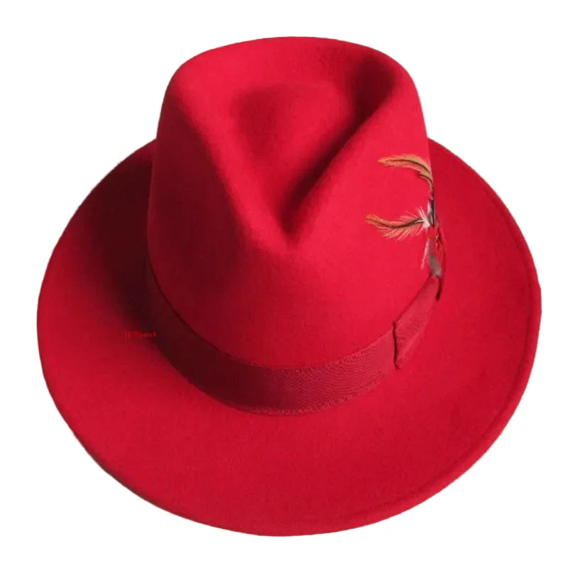 Howard Feathers Wool Fedora Hat - Classic Fedora Style With Pheasant Feather Accents