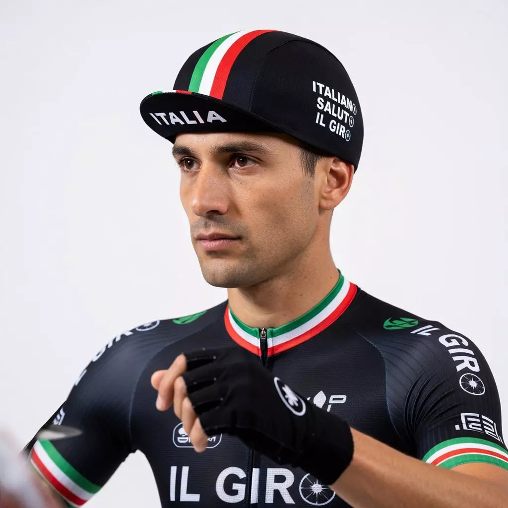 Italian Flag Retro Cycling Cap Lightweight Acrylic One Size Fits 52 to 62 cm