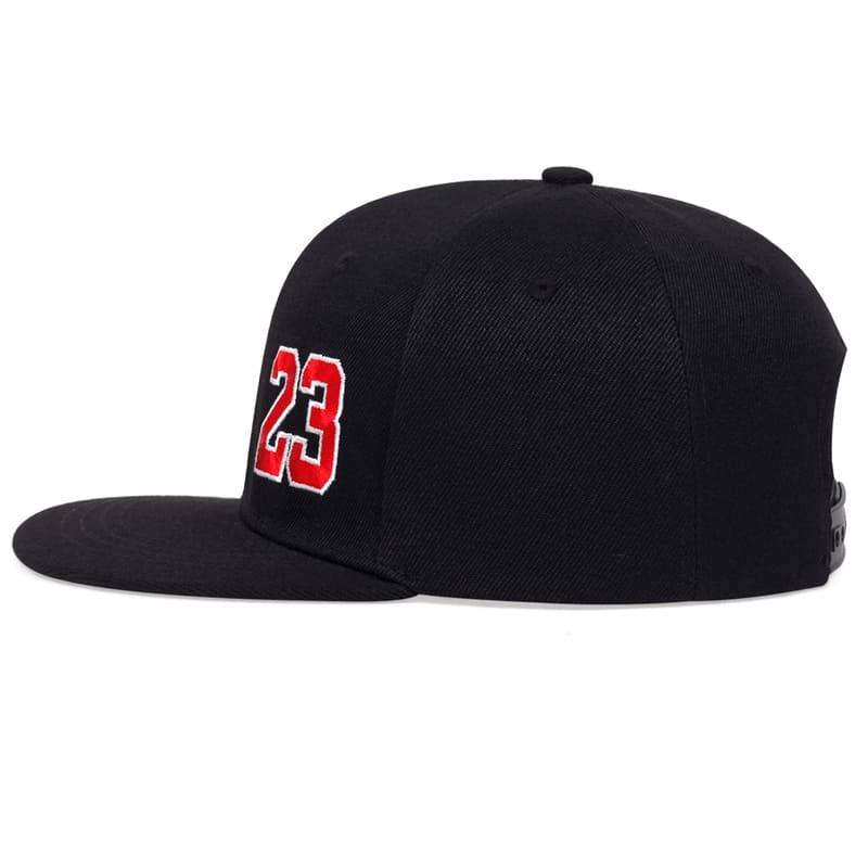 Jordan 23 Snapback Cap – Black Cotton Flat Brim Hat
