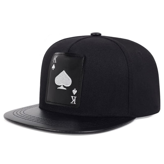 K Ace Poker Black Snapback Cap - Poker Themed Streetwear Snapback With Embroidered Logo