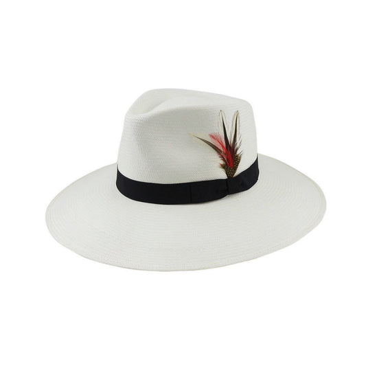Avenel Windsor Ecuadorian Grade 8 Cuenca Panama Hat with Band and Feather Trim