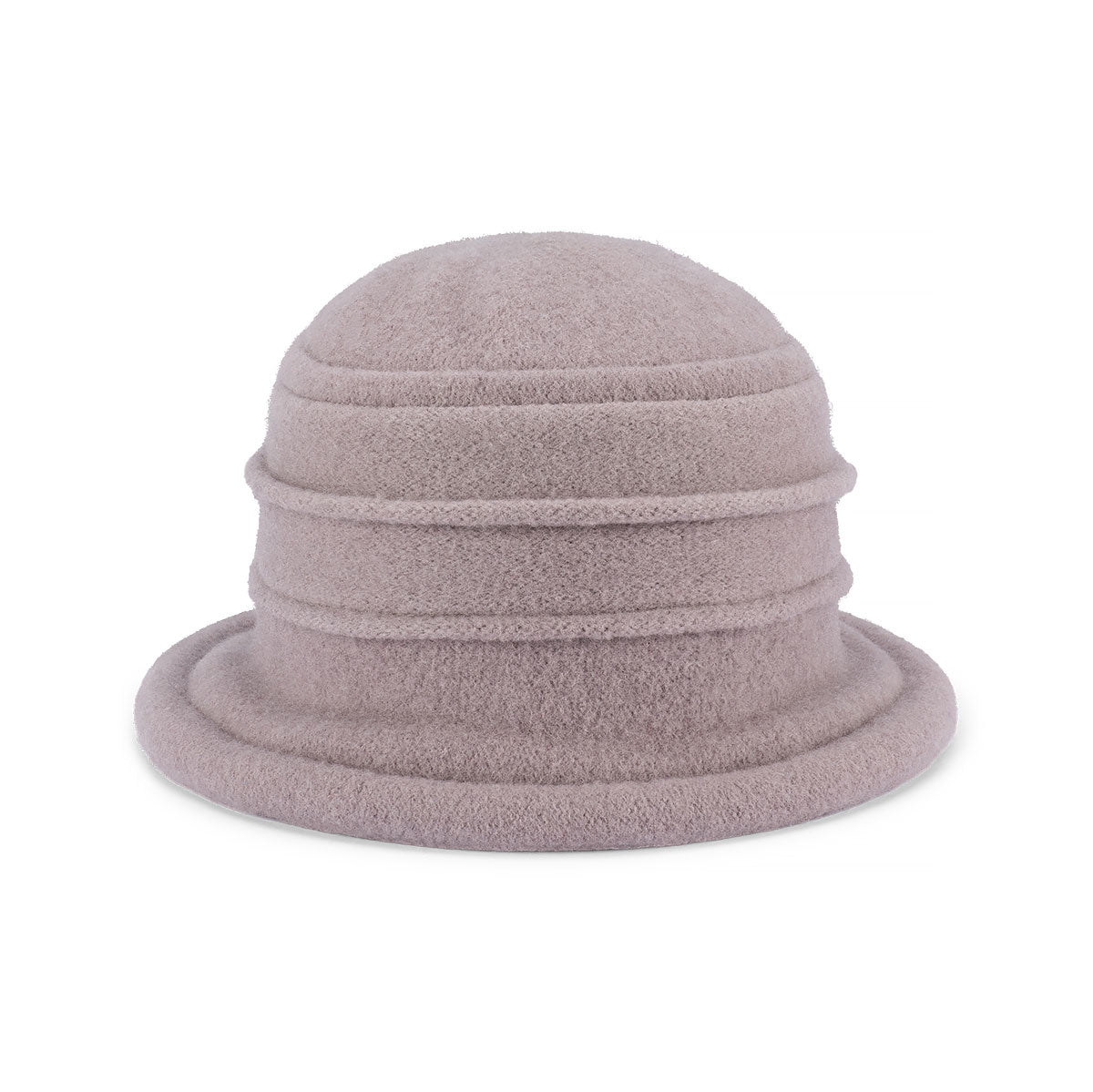 Olivia – Boiled Wool Cloche Hat with Rimmed Crown and Turned Brim