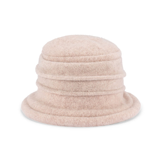 Olivia – Boiled Wool Cloche Hat with Rimmed Crown and Turned Brim