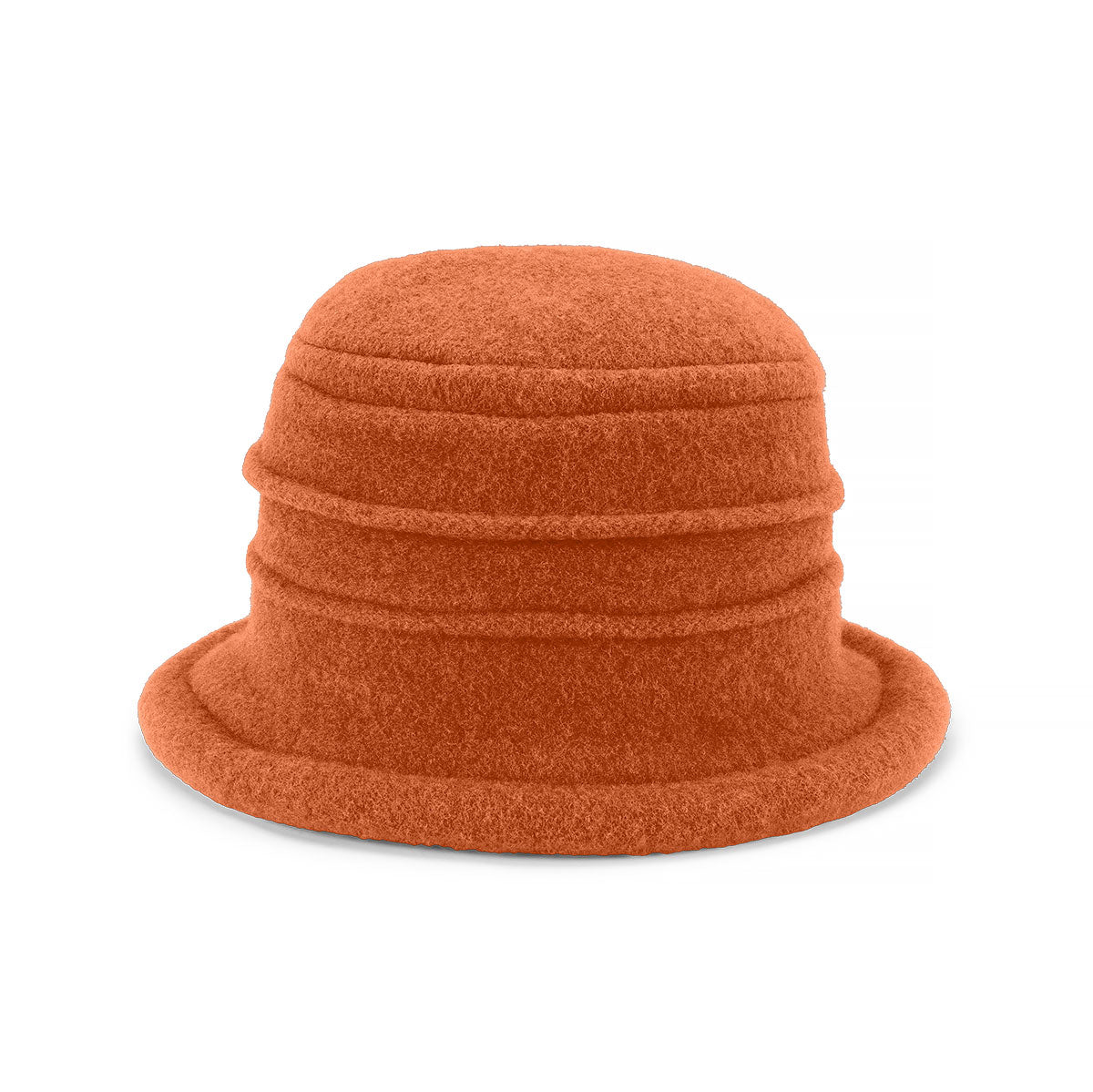 Olivia – Boiled Wool Cloche Hat with Rimmed Crown and Turned Brim