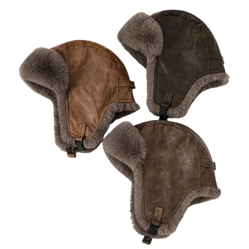 Leningrad Winter Trapper Hat – Leather Fur Lined Windproof Hat