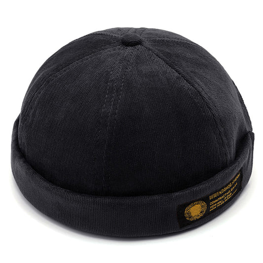 Lesov Vintage Corduroy Docker Cap – Textured Brimless Streetwear Hat