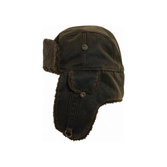 EVEREST – Distressed Weathered Cotton Trooper Hat with Sherpa Lining