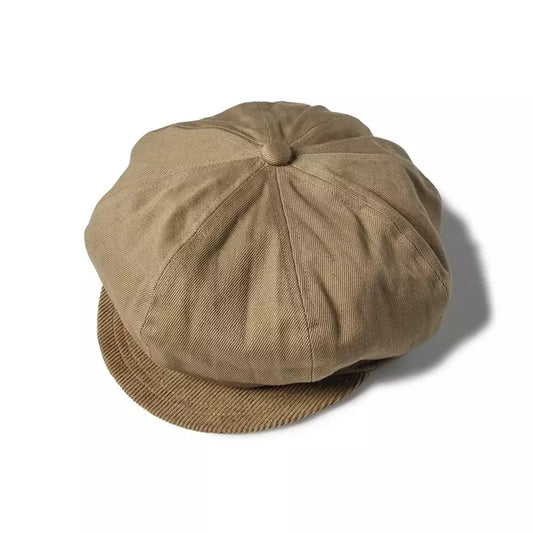 Motor Bronson Cycles Vintage Newsboy Cap - Cotton Newsboy Cap With Corduroy Brim