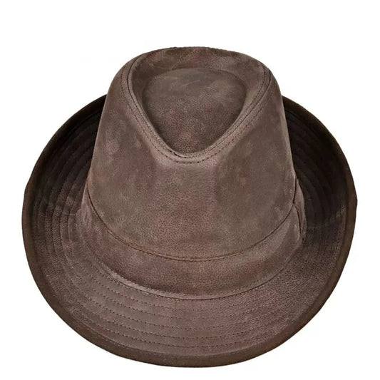 Nubuck Genuine Leather Trilby Hat - Timeless, Versatile Classic For Smart Casual Style
