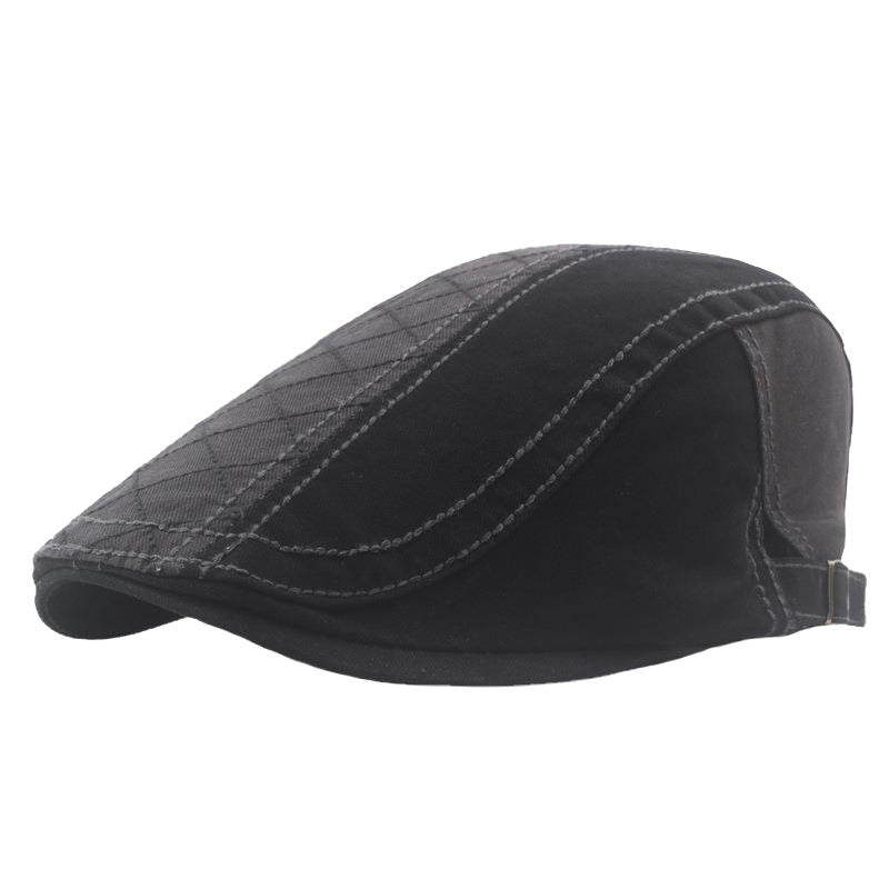 Men’s Plus Size Newsboy Beret – Adjustable Cotton Cap with Contrast Stitching - Urban Caps