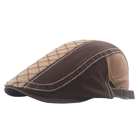Men’s Plus Size Newsboy Beret – Adjustable Cotton Cap with Contrast Stitching - Urban Caps