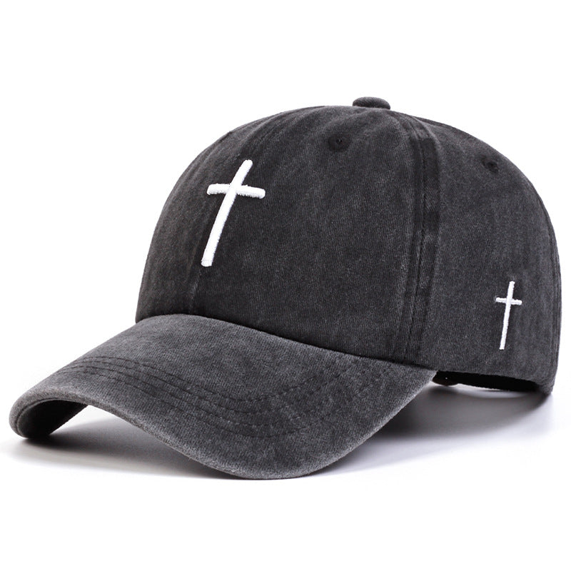 Four Seasons Embroidered Cross Casual Versatile Sun Hat - Urban Caps
