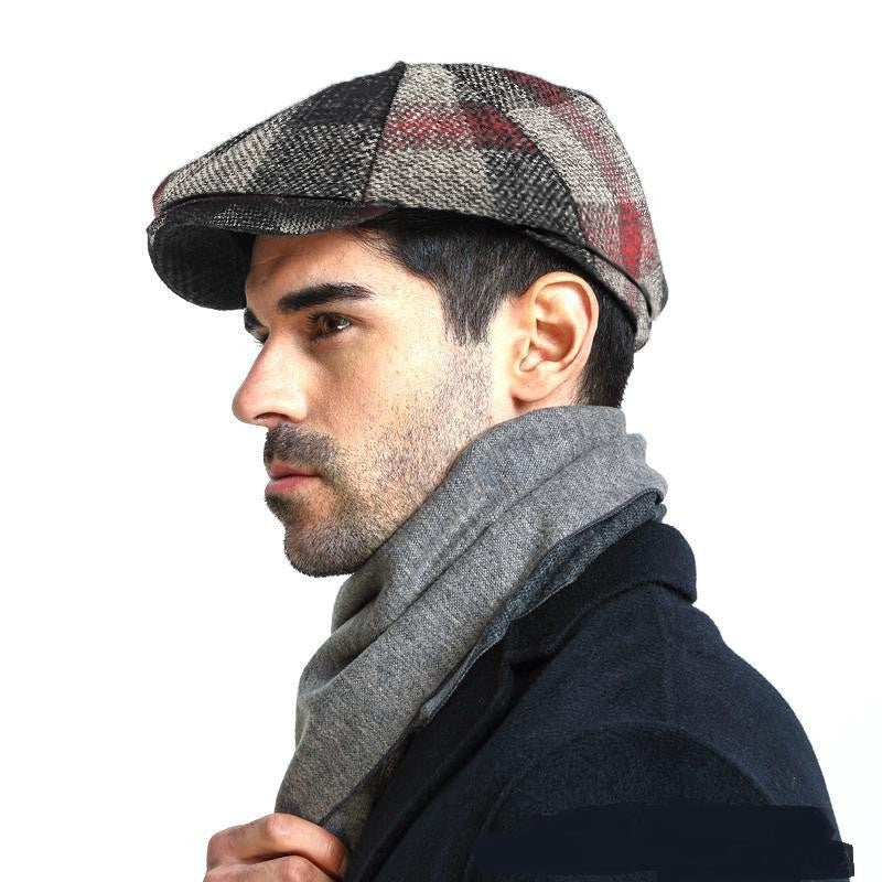Classic Winter Octagonal Cap – Men’s Dome-Style Plaid Hat | Warm & Stylish - Urban Caps