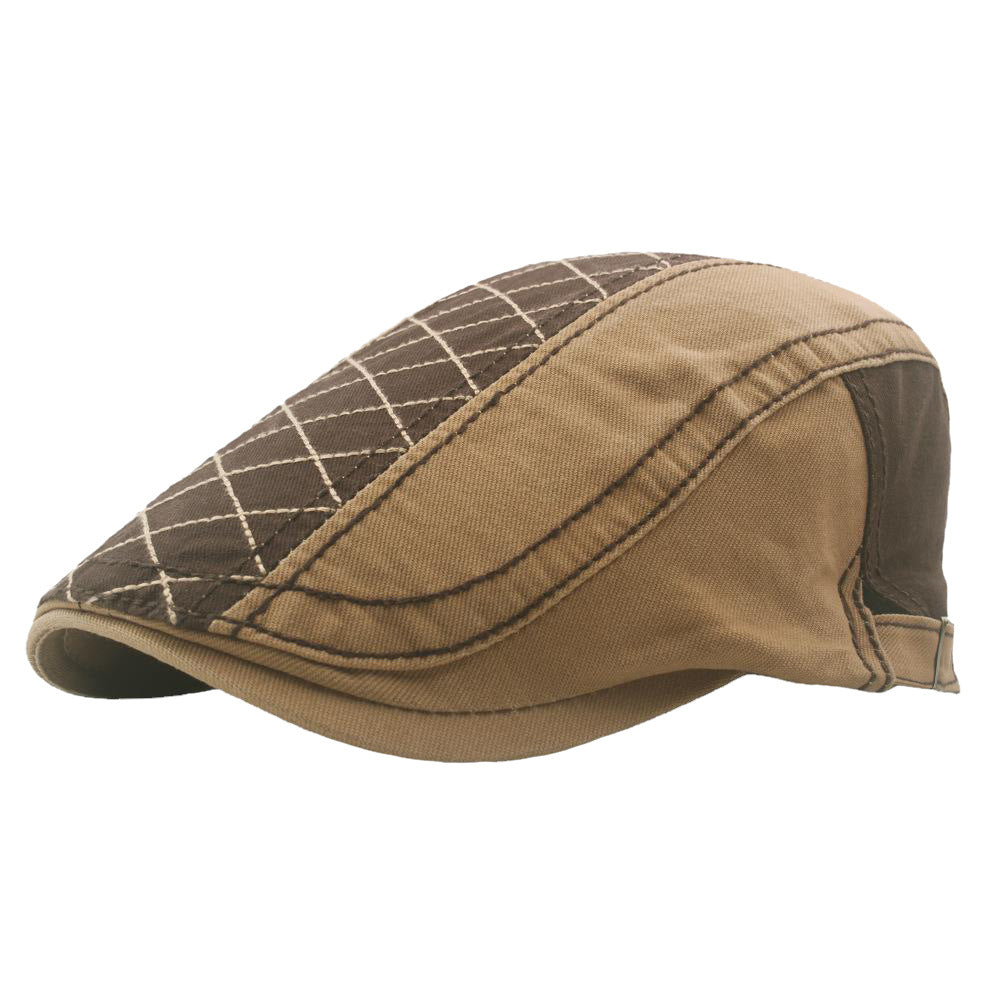 Men’s Plus Size Newsboy Beret – Adjustable Cotton Cap with Contrast Stitching - Urban Caps