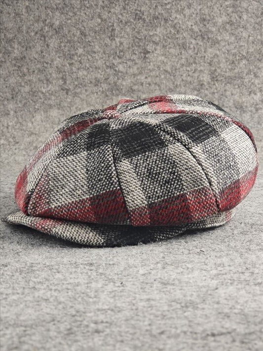 Classic Winter Octagonal Cap – Men’s Dome-Style Plaid Hat | Warm & Stylish - Urban Caps