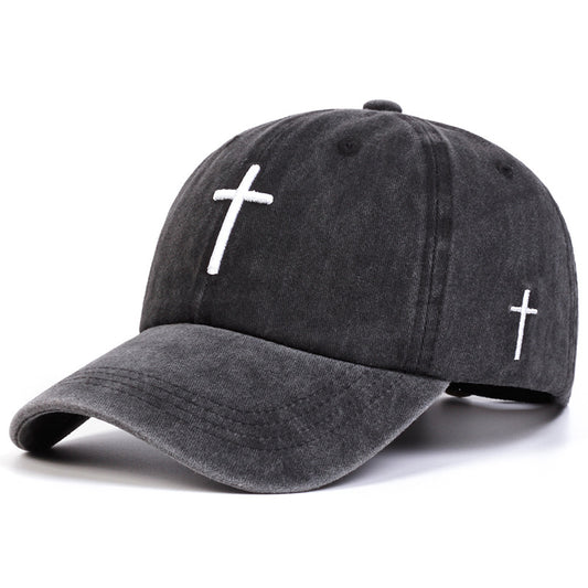 Four Seasons Embroidered Cross Casual Versatile Sun Hat - Urban Caps