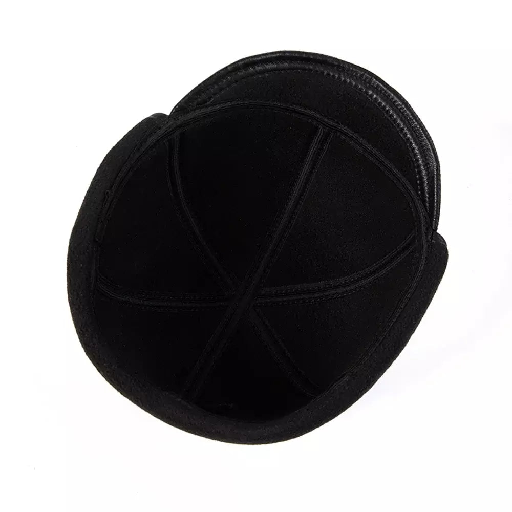 Renton Earflaps Genuine Leather Cap - Folding Earflaps For Warmth With Leather Look