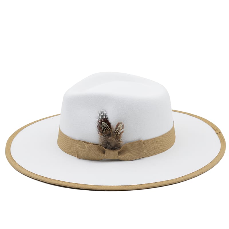 Rimini Feather White Fedora Hat - Classic Fedora Silhouette With Feather Accent Detail