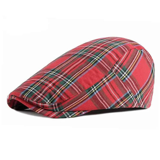 Royal Scottish Tartan Flat Cap – Classic Plaid Ivy Cap Adjustable