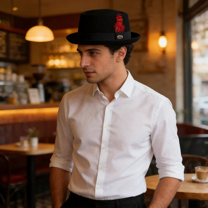 Verona Noir Wool Pork Pie Hat – Premium European Collection