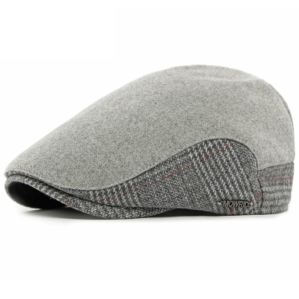 Salamanca Wool Patchwork Beret in Light Grey