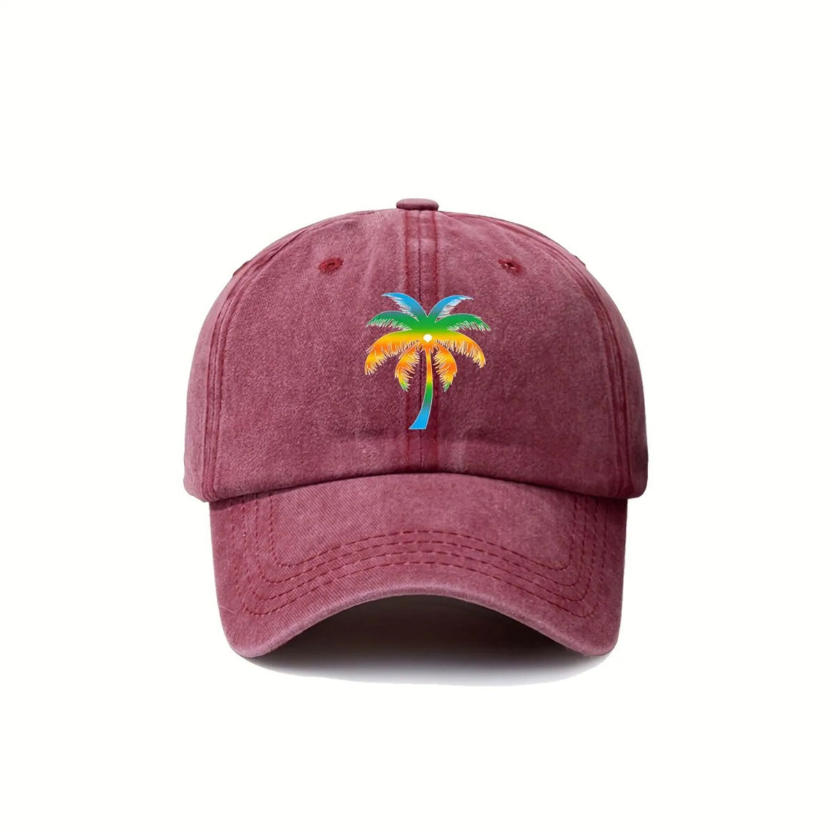 Palm Tree Embroidered Washed Cotton Cap – Unisex