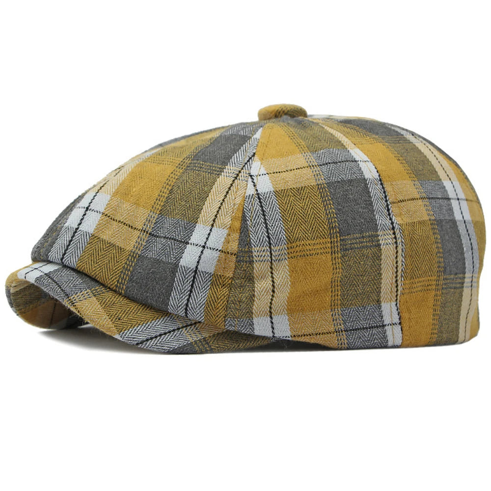 Chichester Plaid Beret in Yellow