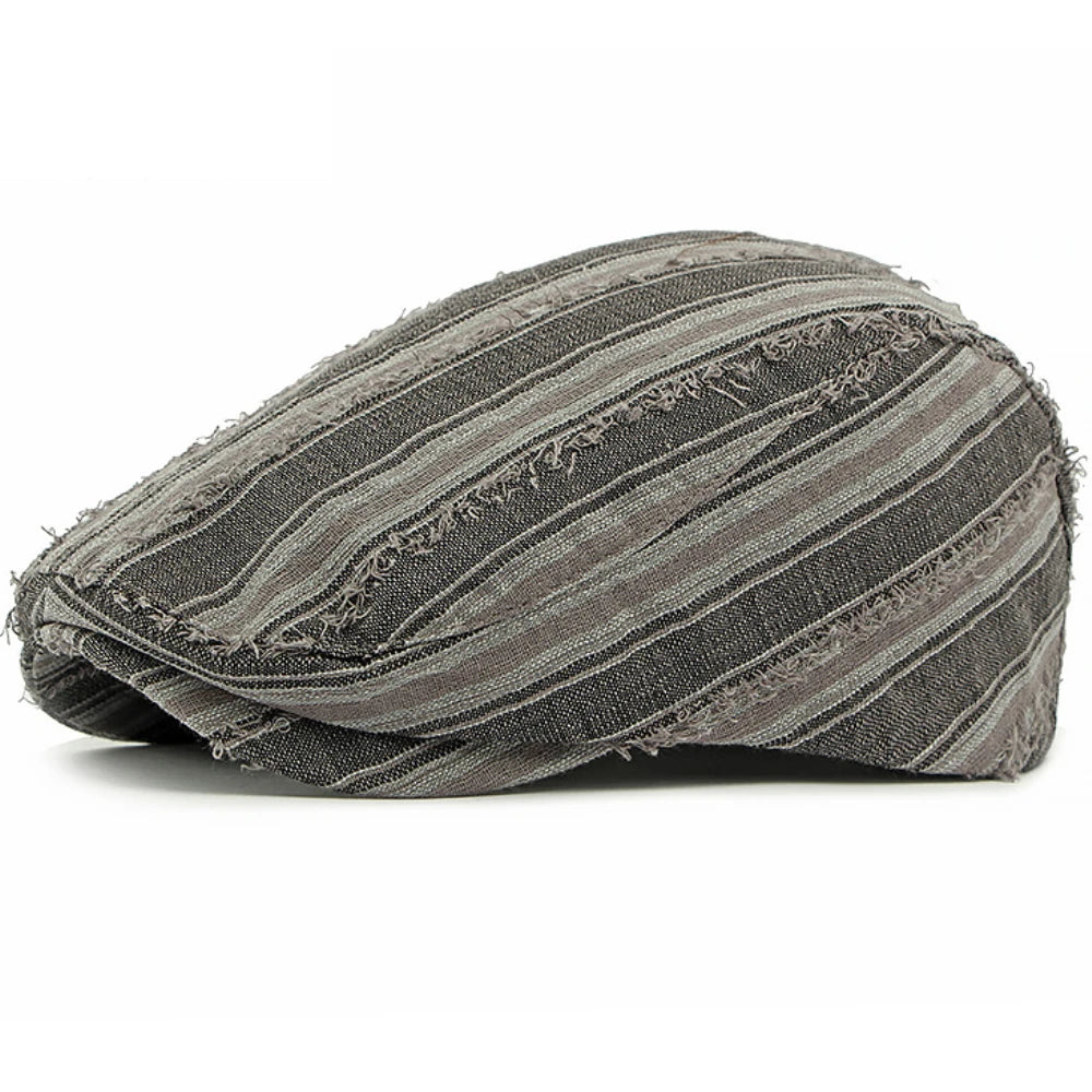 Poole Striped Sun Beret in Grey