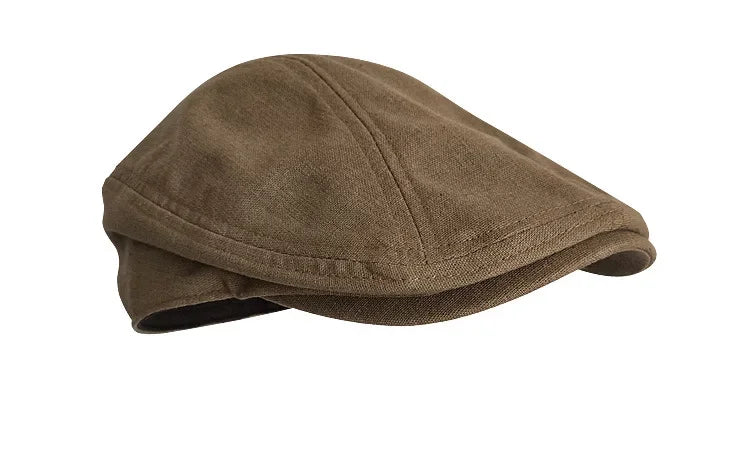 Chester Linen Newsboy Cap in Deep Camel Color