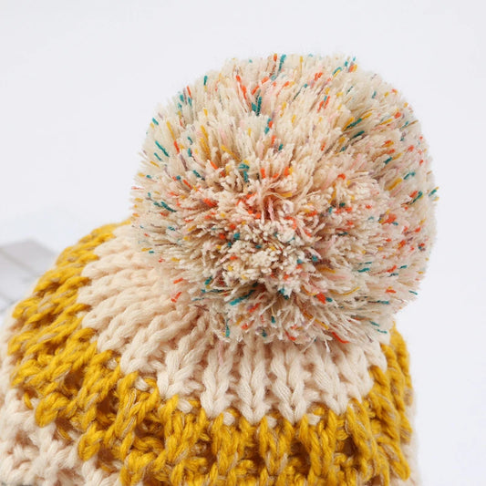 Ipswich Pompom Patchwork Beanie
