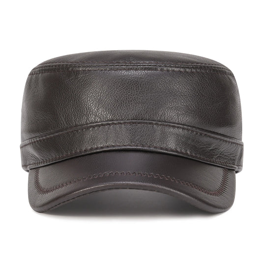 The Wellington | Men's Leather Cadet Flat Top Cap | Urban Caps NZ