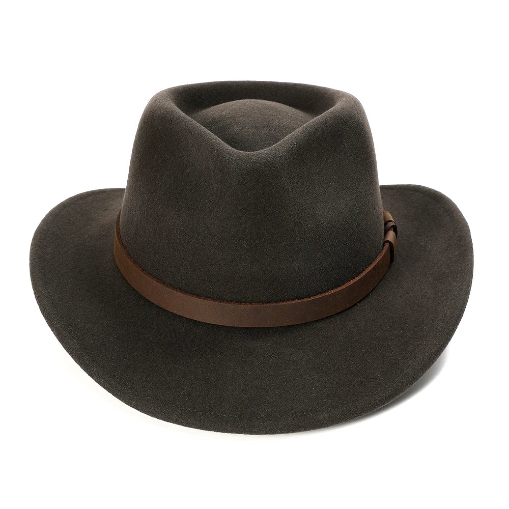 Black Wool Cowboy Fedora Hat – Crushable Outback Felt Hat
