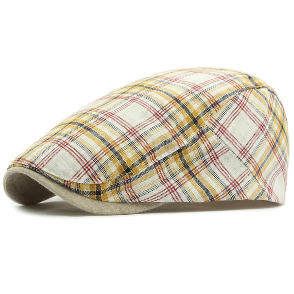 Lincoln Plaid Artist Beret in Yellow